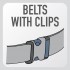 SECURED BY BELTS WITH CLIPS